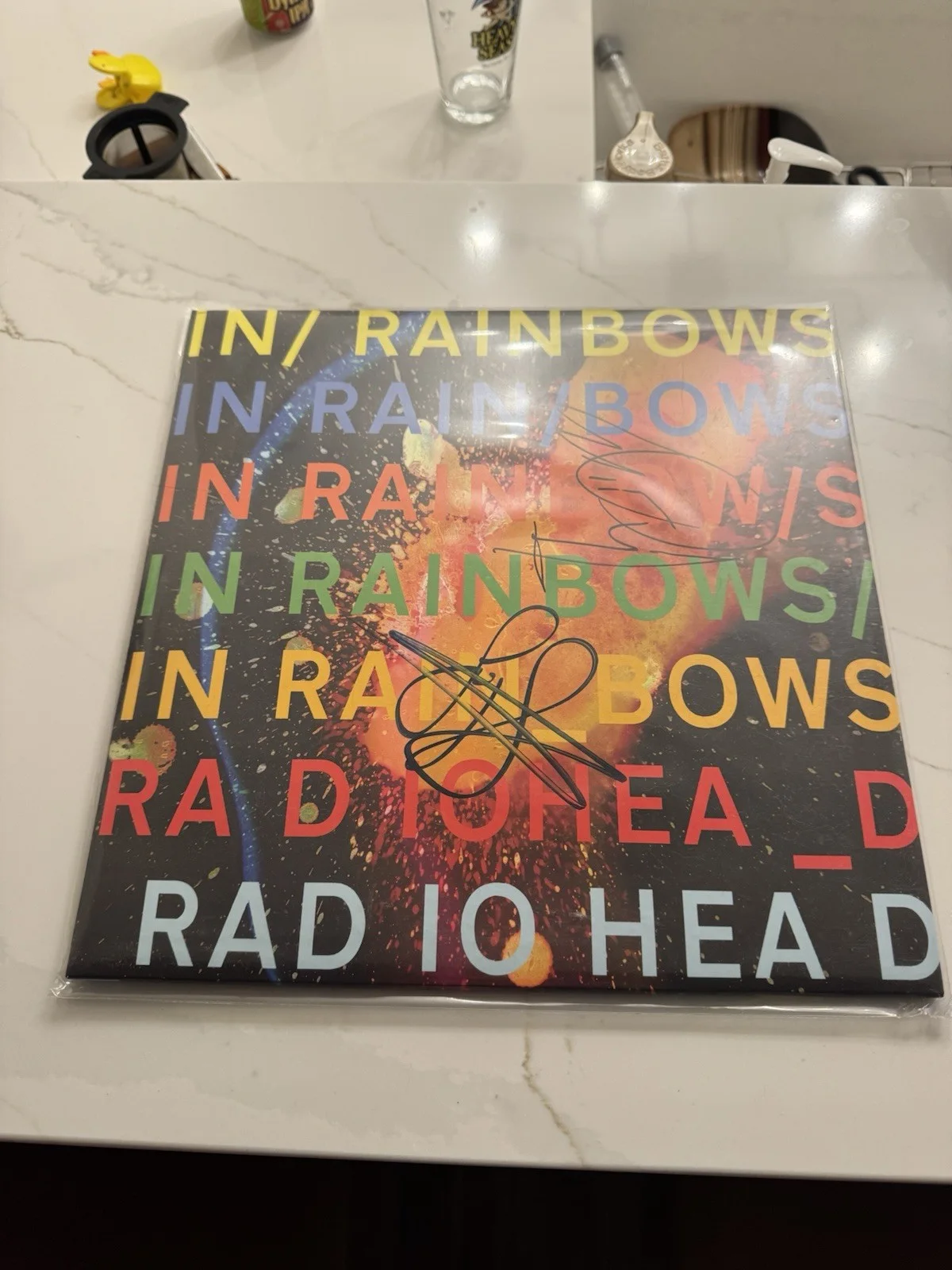 Thom Yorke Colin Greenwood Radiohead In Rainbows Signed Autographed Vinyl Record, изображение 2