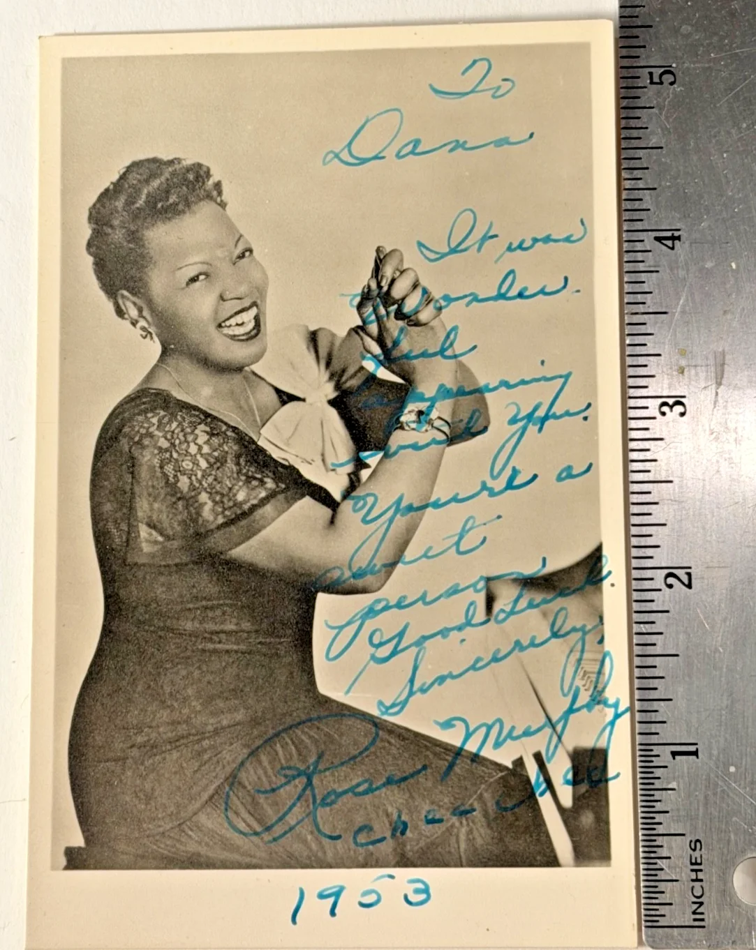 1953 ROSE MURPHY "BUSY LINE" JAZZ PIANIST SINGER AUTOGRAPHED SIGNED PHOTO, image 2