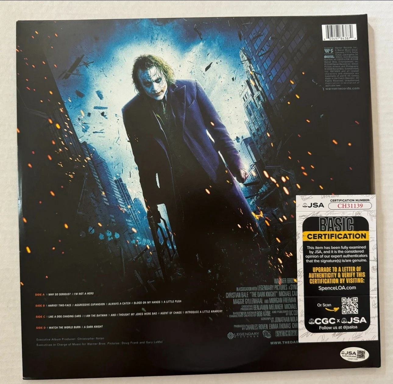 hans zimmer signed autographed The Dark Knight Rare Vinyl JSA COA, изображение 3