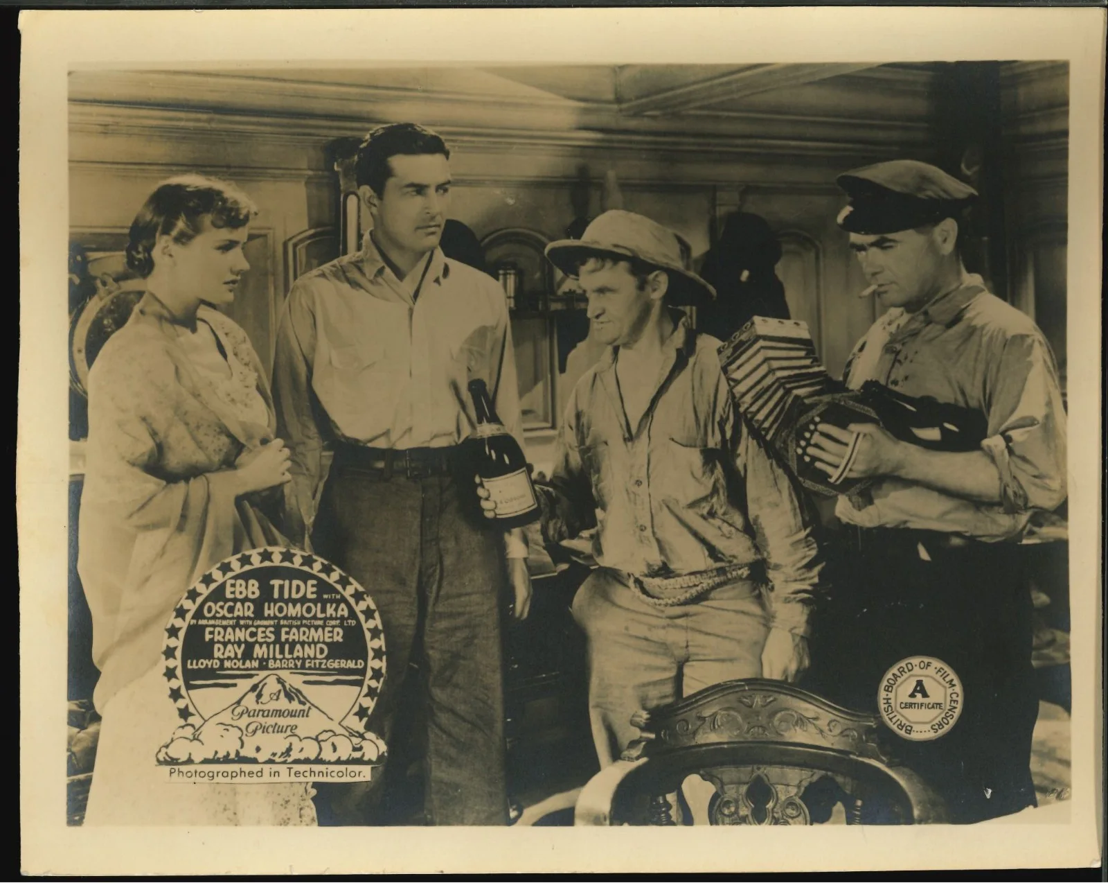Ebb Tide 3x ORIGINAL UK FOH Lobby Cards Frances Farmer Ray Milland 1937, изображение 2