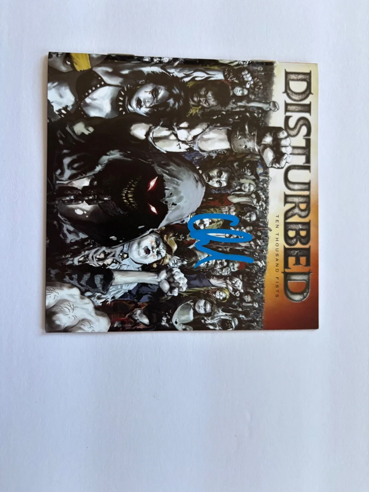 DAVID DRAIMAN SIGNED DISTURBED TEN THOUSAND FISTS 10000 CD COVER FRAMED BAND BAS, изображение 2