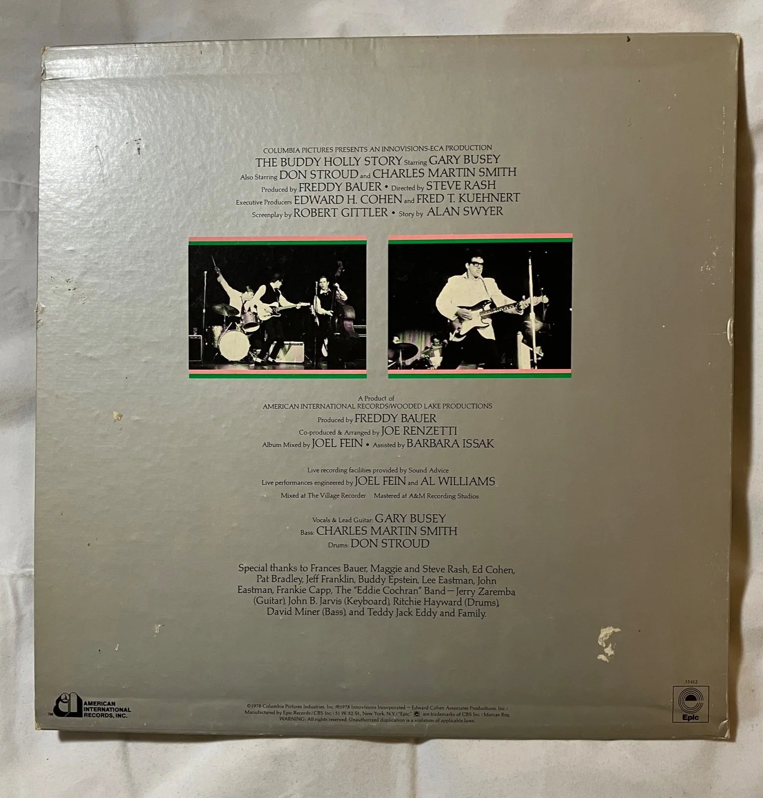 Gary Busey Autographed "The Buddy Holly Story" Original Soundtrack Cover ONLY, изображение 3