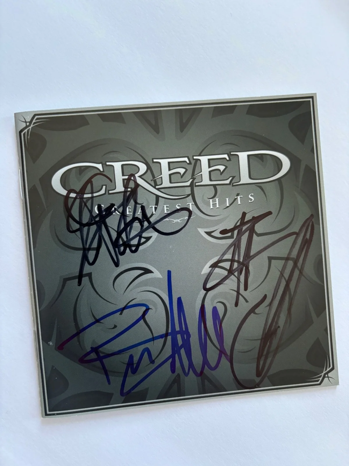 CREED FULL BAND SIGNED GREATEST HITS CD COVER FRAMED SCOTT STAPP +3 HIGHER BAS, image 2