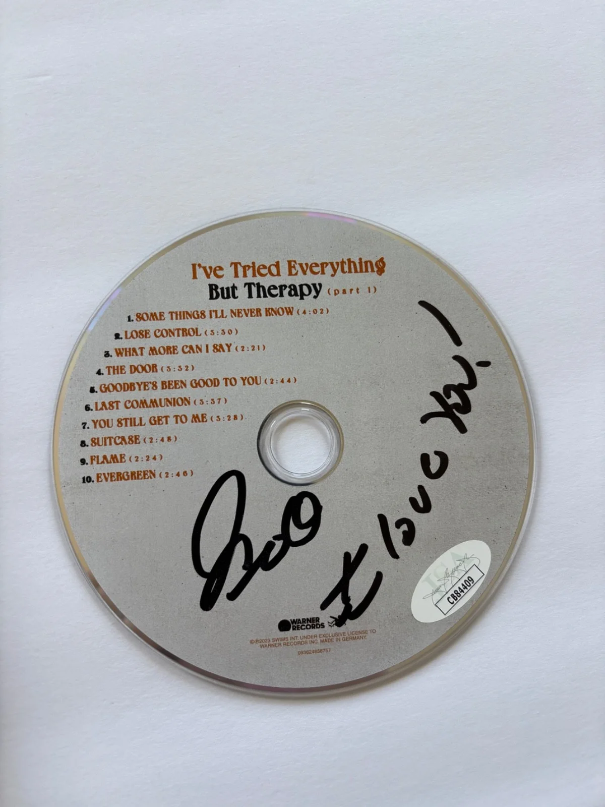 TEDDY SWIMS SIGNED IVE TRIED EVERYTHING BUT THERAPY CD FRAMED LOSE CONTROL JSA, image 2