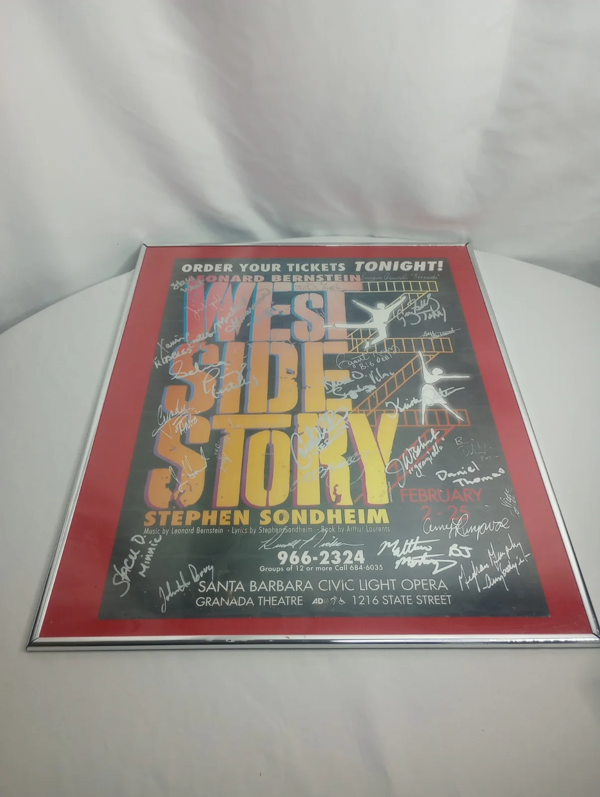 West Side Story Poster Signed Santa Barbara Civic Light Opera Leonard Bernstein, image 3