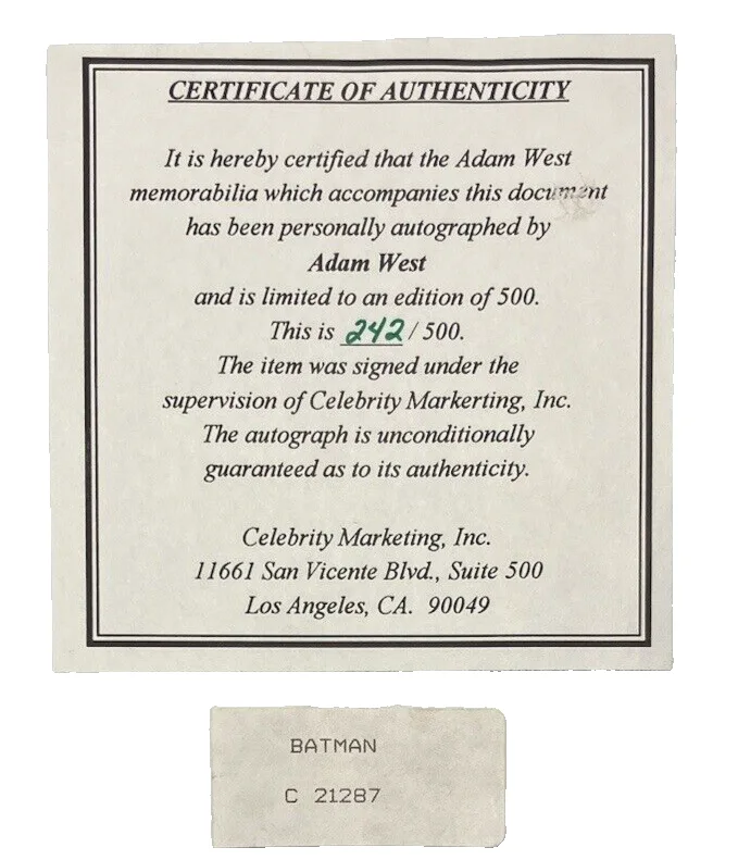Adam West — Batman: Ltd. Edition 30th Anniversary Plaque (1966-96) Signed by Adam West /COA, image 2
