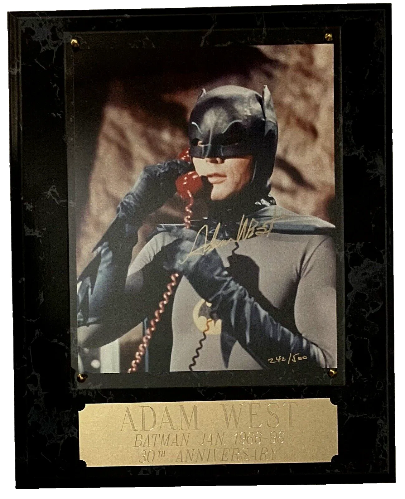 Adam West — Batman: Ltd. Edition 30th Anniversary Plaque (1966-96) Signed by Adam West /COA, image 4
