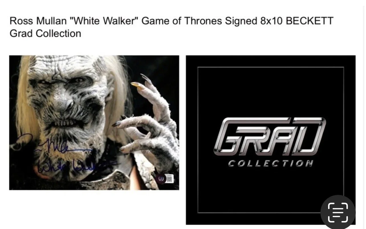 Ross Mullan — WHITE WALKER Ross Mullan BAS COA Game of Thrones Signed 8x10 BECKETT, image 2