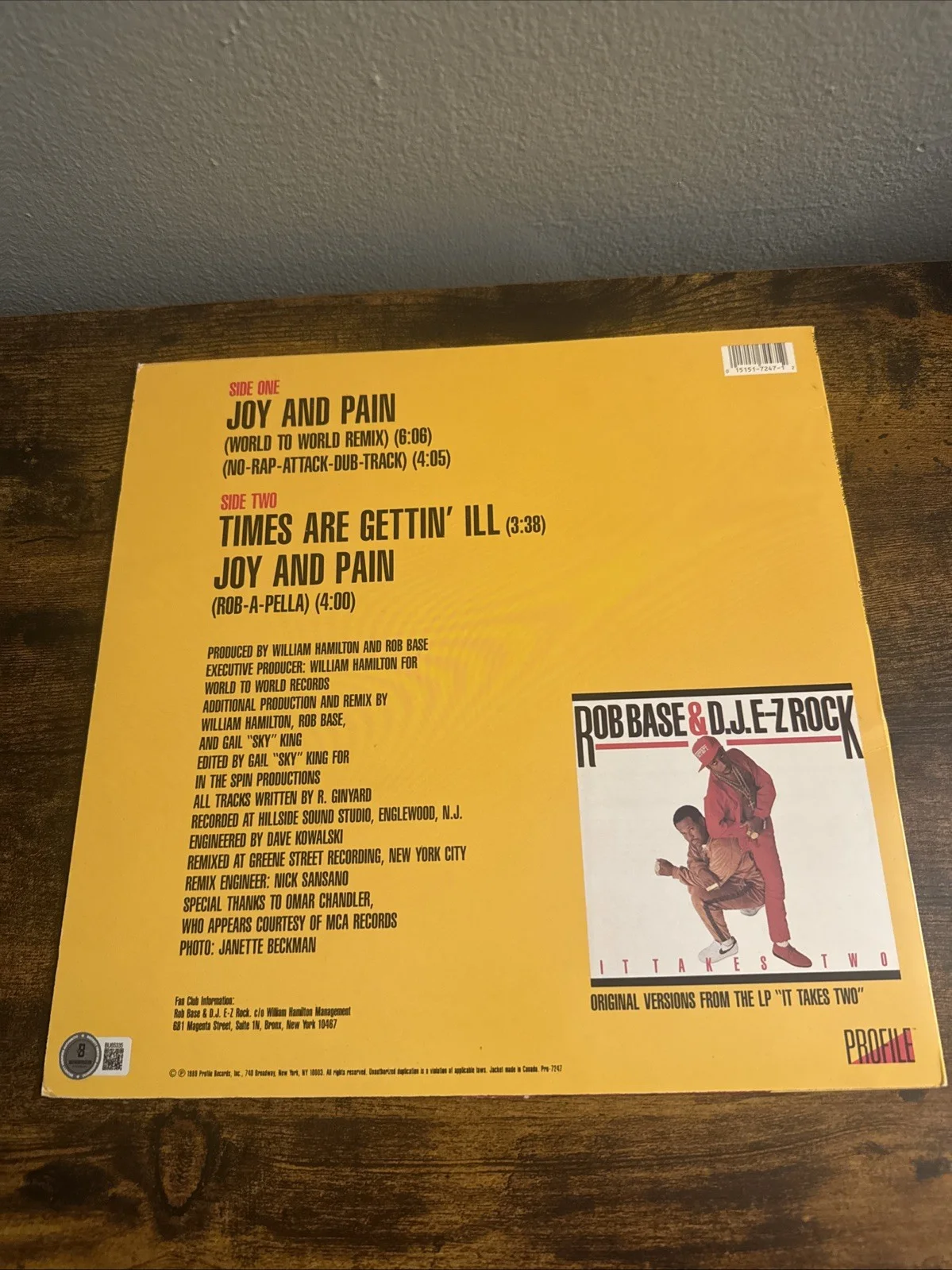 Rob Base Signed Joy And Pain Remix 12" Vinyl Record Hip Hop Rap Beckett Coa, image 5