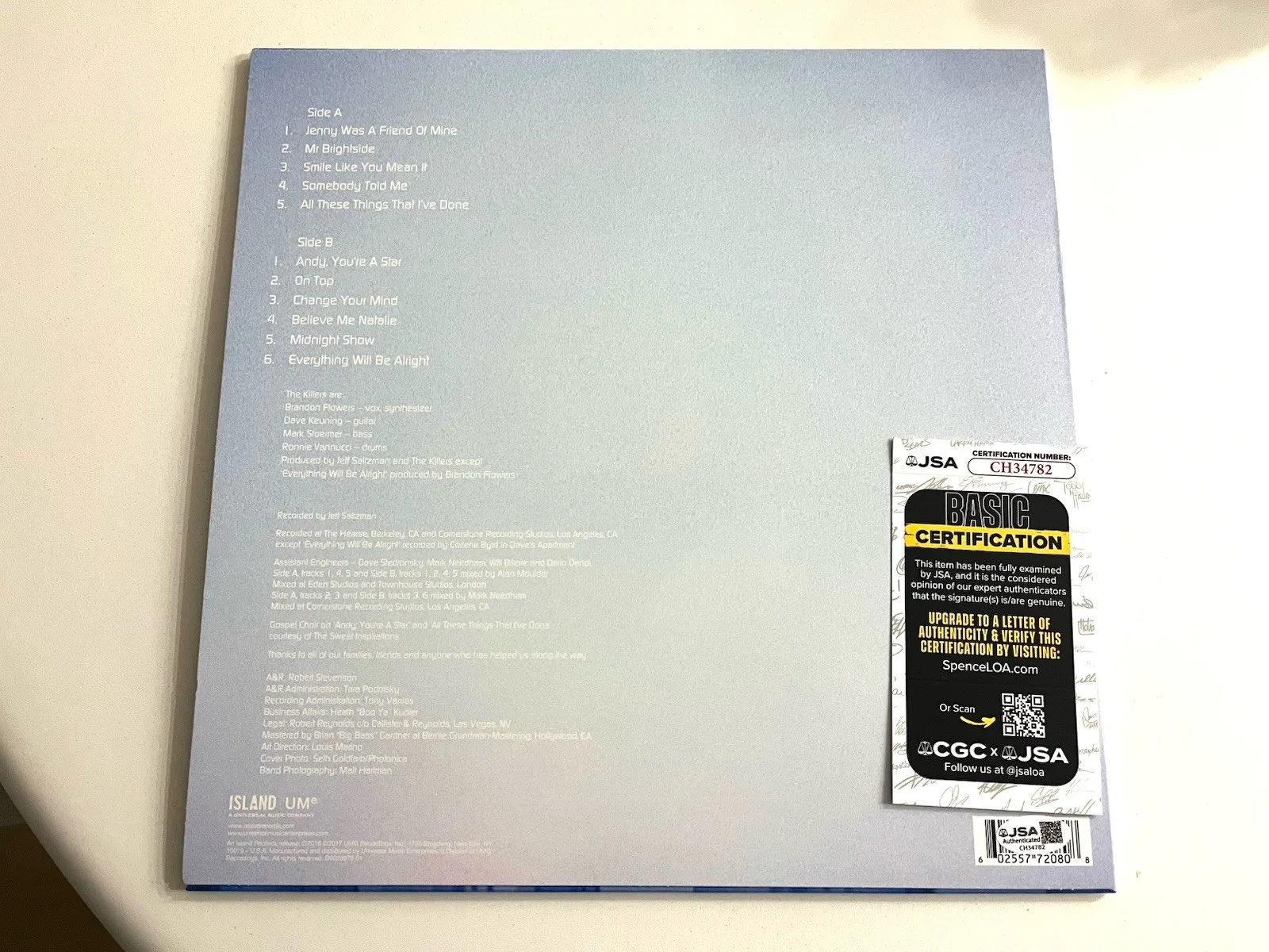 Brandon Flowers Hand Signed Autographed HOT FUSS Vinyl Album JSA COA, изображение 3