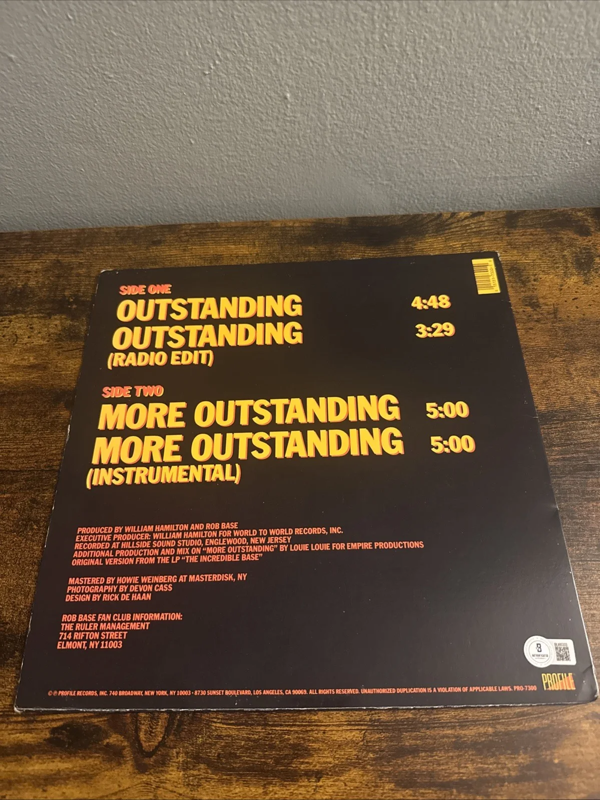Rob Base Signed Outstanding 12" Vinyl Record Hip Hop Rap Beckett Coa, image 5