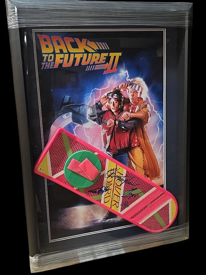 Michael J. Fox, Christopher Lloyd — Michael J. Fox & Christopher Lloyd Autographed H0verboard Framed Beckett, image 2