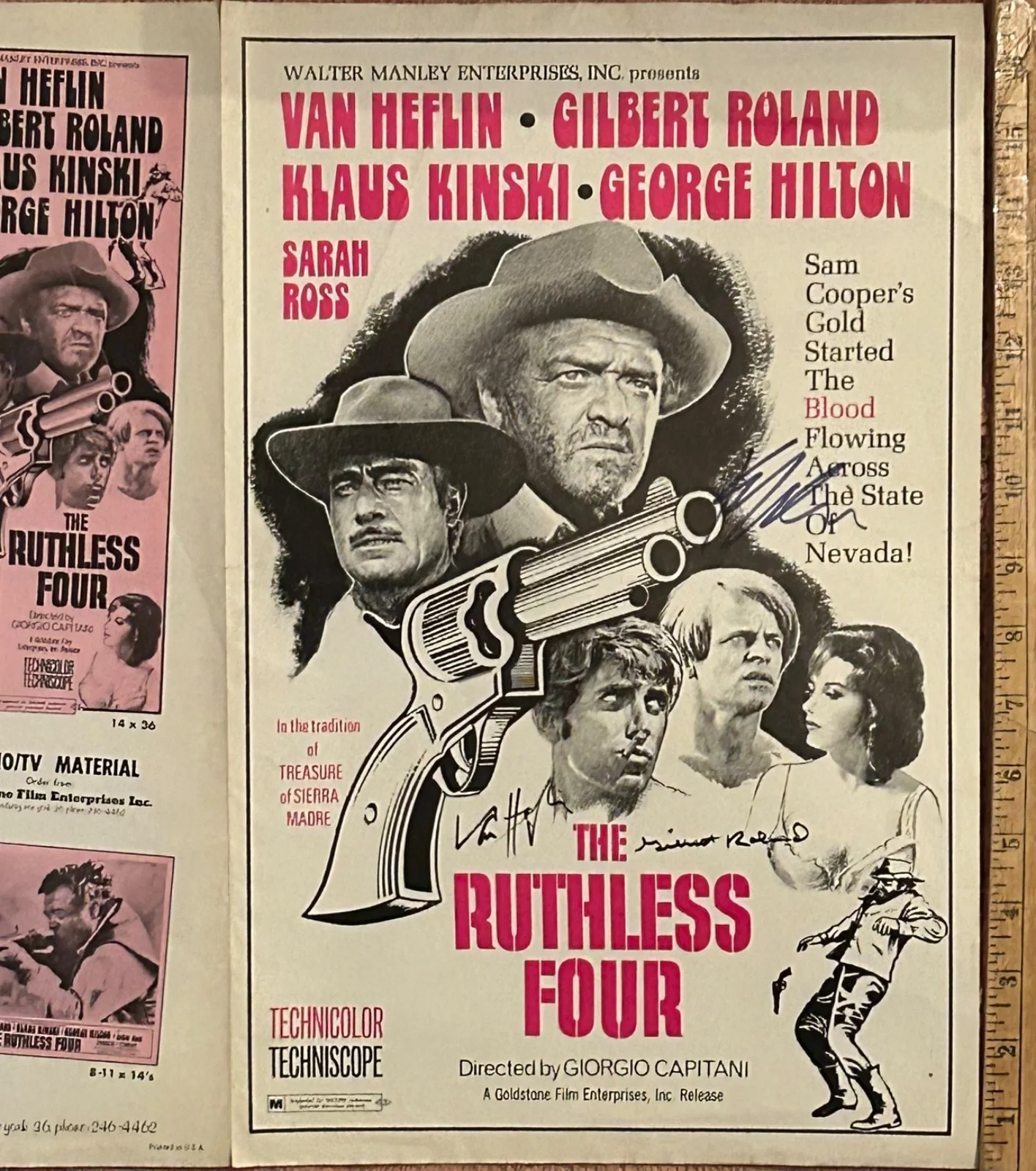 VAN HEFLIN GILBERT ROLAND KLAUS KINSKI—SIGNED The Ruthless Four, image 2