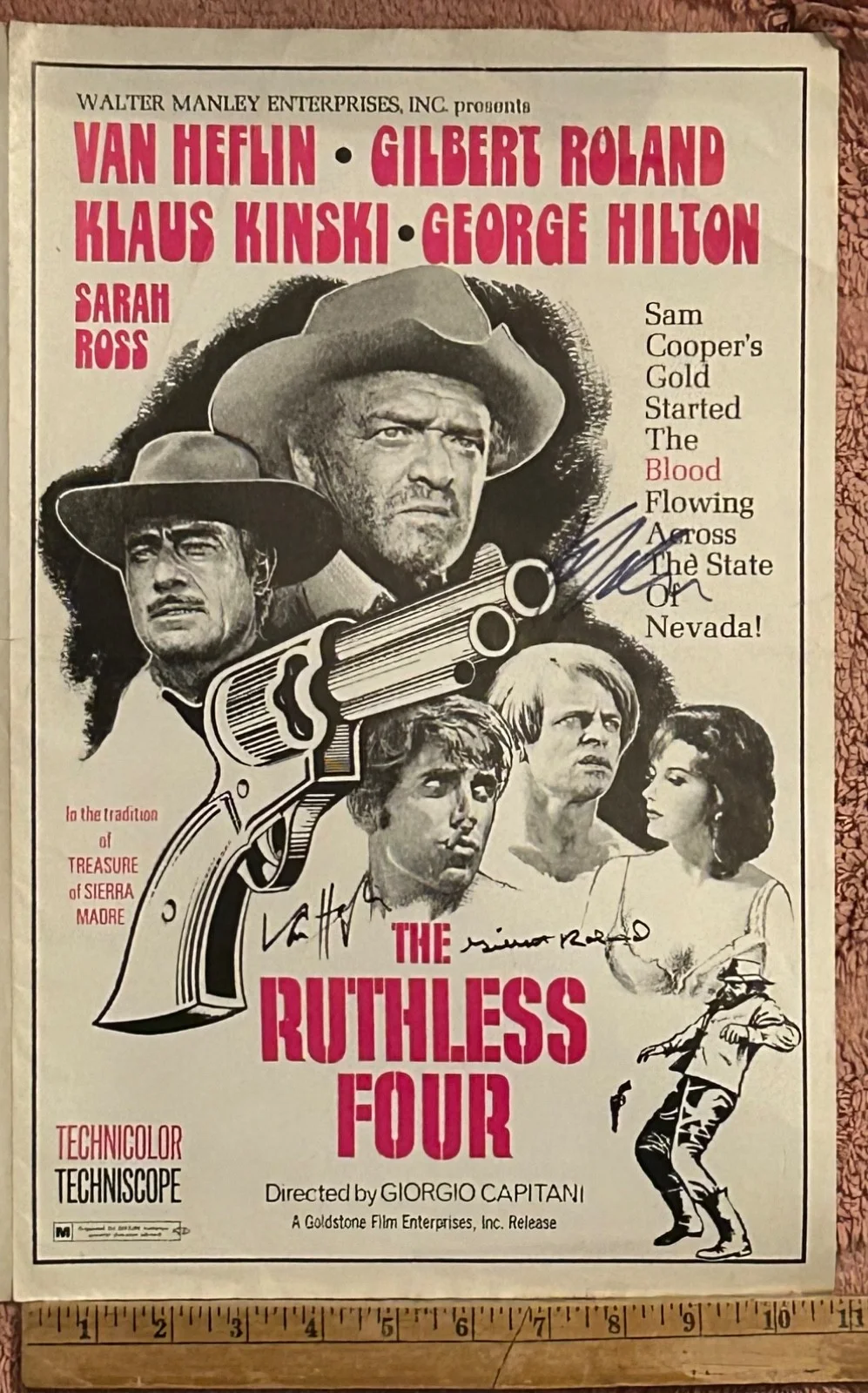 VAN HEFLIN GILBERT ROLAND KLAUS KINSKI—SIGNED The Ruthless Four, image 3