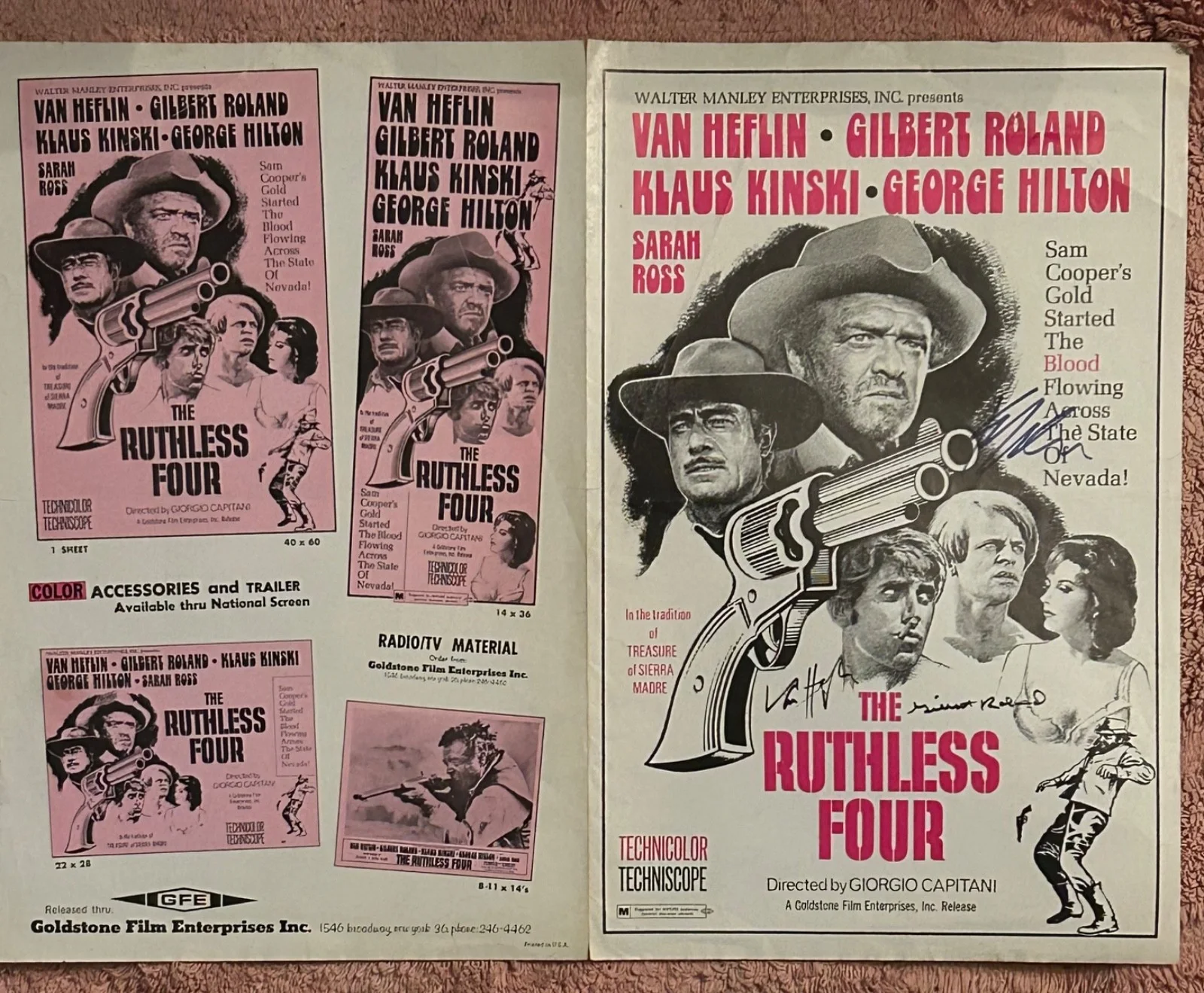 VAN HEFLIN GILBERT ROLAND KLAUS KINSKI—SIGNED The Ruthless Four, image 4