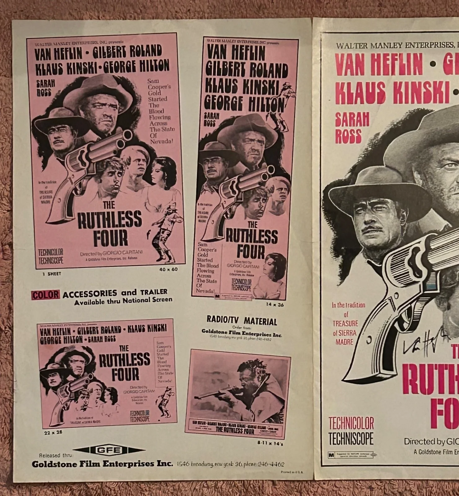 VAN HEFLIN GILBERT ROLAND KLAUS KINSKI—SIGNED The Ruthless Four, image 5
