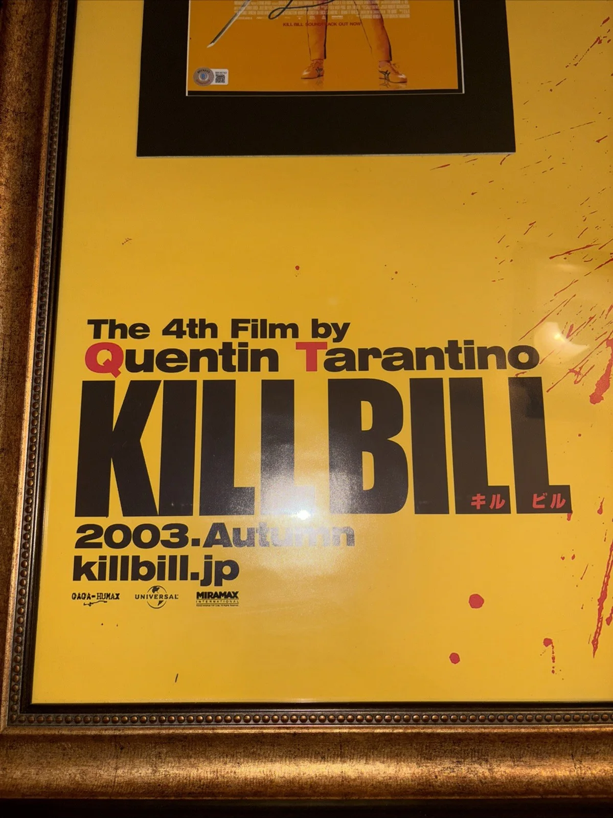 Kill Bill Full Size Poster Signed Quentin Tarantino Beckett Authentic COA, image 5