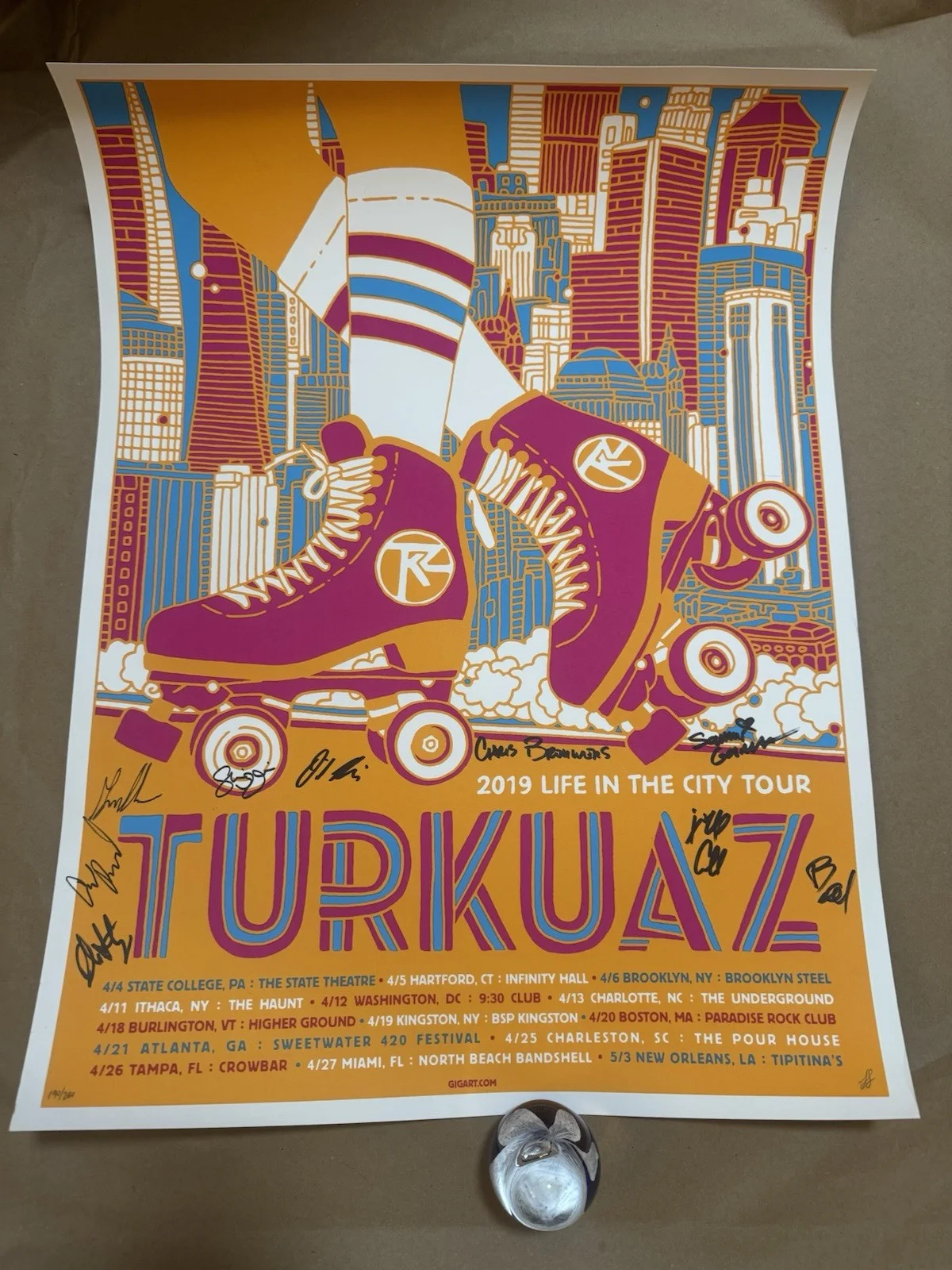 The Entire Band — Autographed Turkuaz Life In The City Tour 2019 Poster - Rollerskates