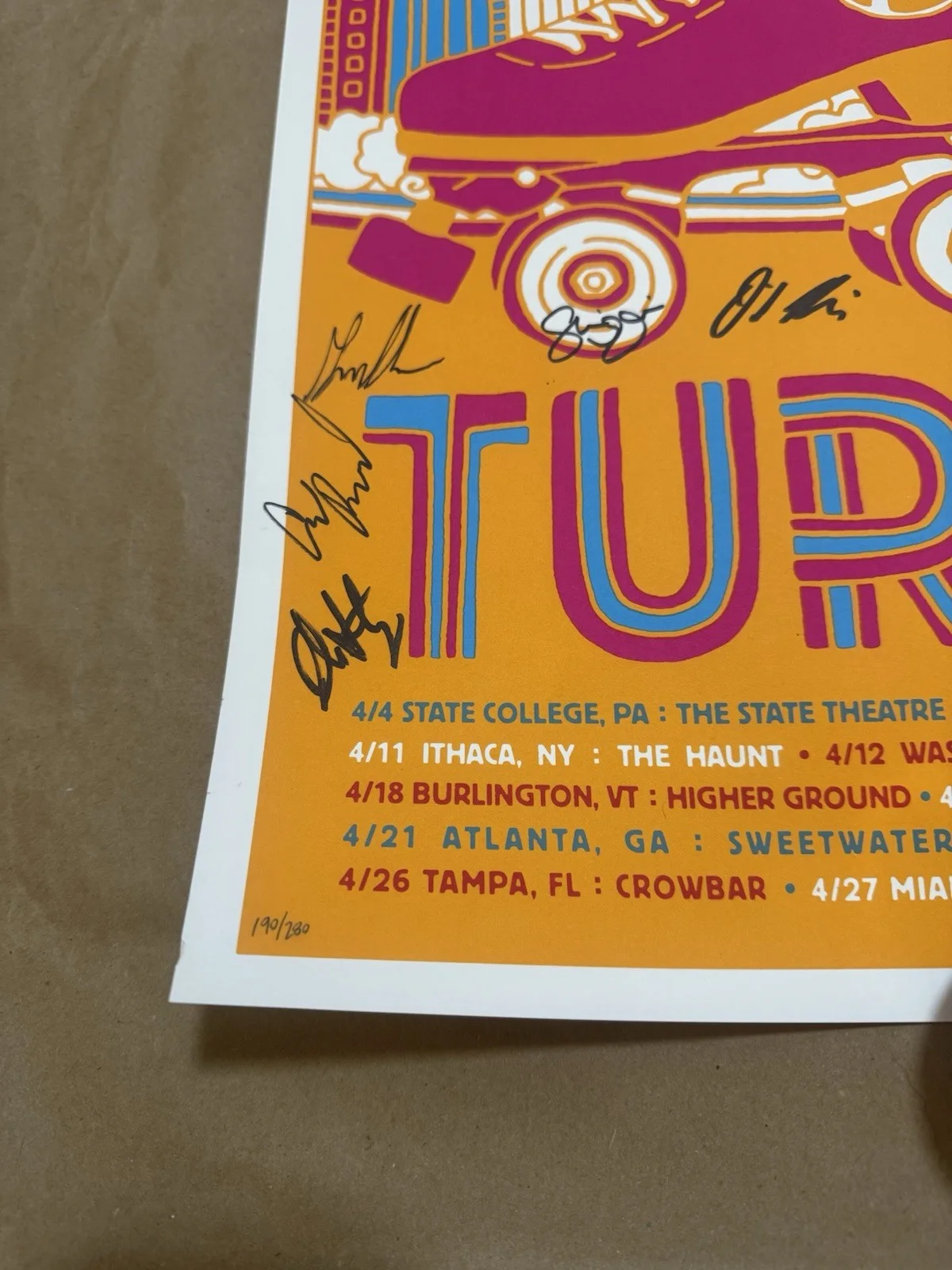 The Entire Band — Autographed Turkuaz Life In The City Tour 2019 Poster - Rollerskates, изображение 3
