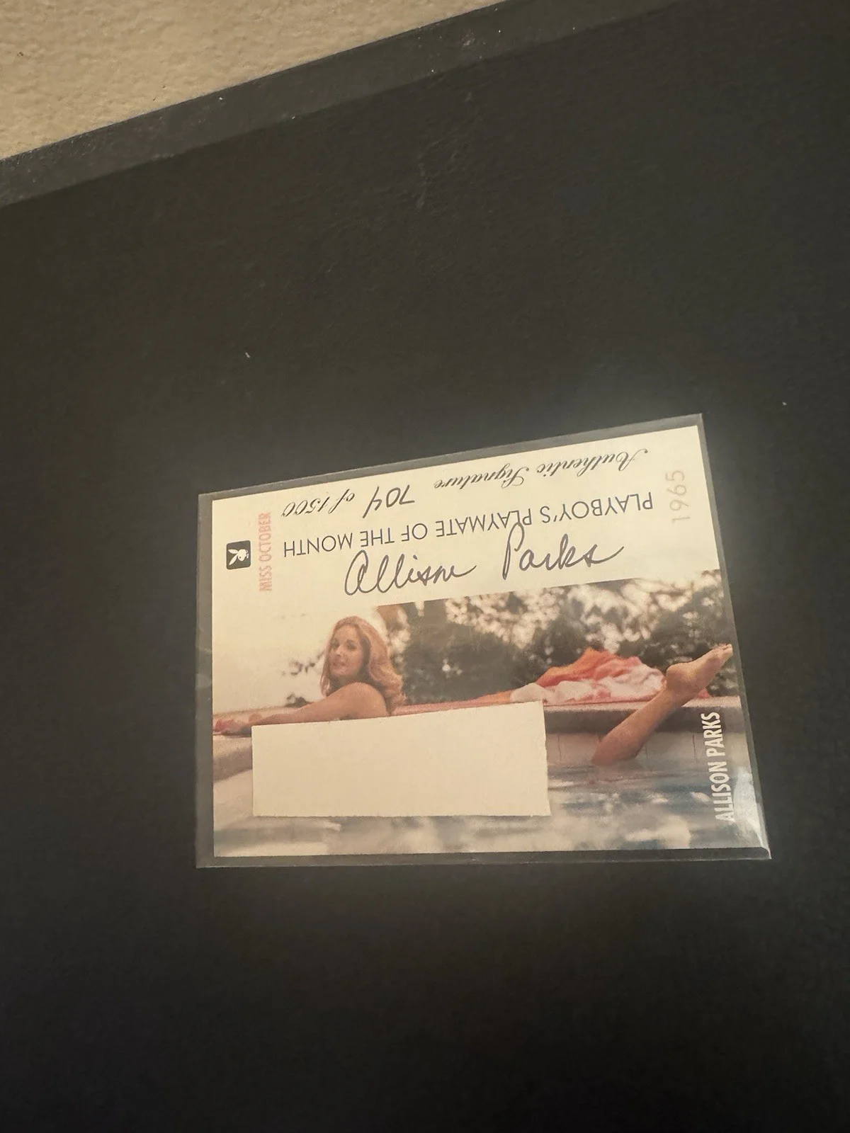 Hot Girl Autograph Card ALLISON PARKS Signed Playmate Of The Month Miss Oct 1965, изображение 4