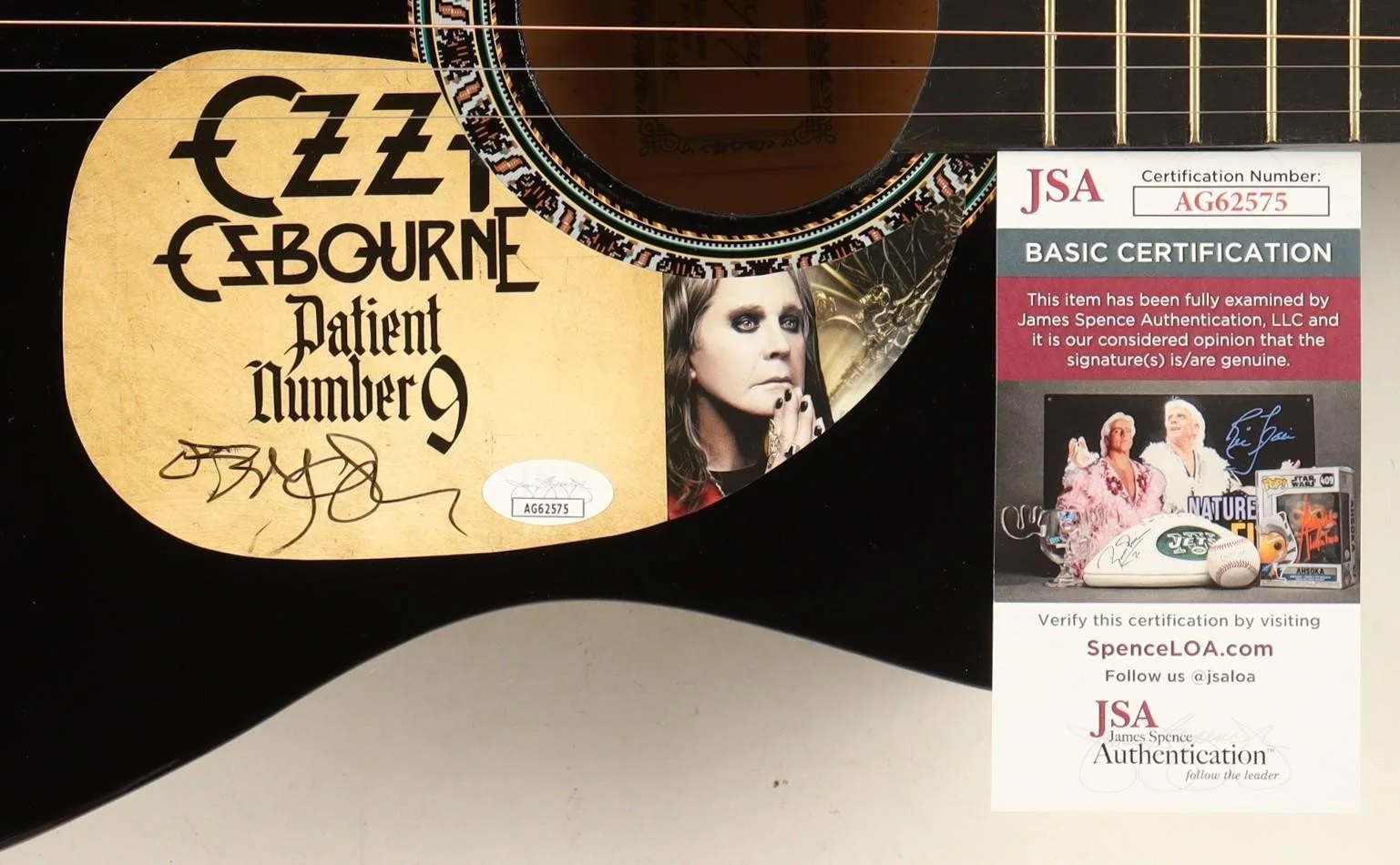 Ozzy Osbourne Autographed Acoustic Guitar JSA COA Patient Number 9 Signed, изображение 2