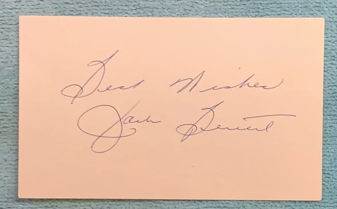 Jack Buetel d. 1989 Actor The Outlaw Signed 3" x 5" Index Card COA with Photo, изображение 2