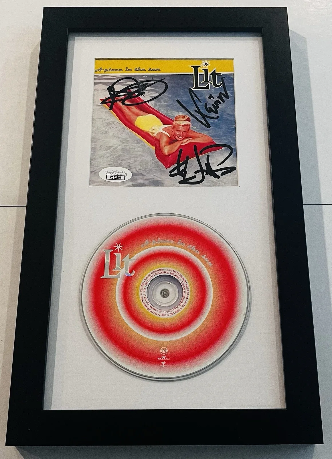 LIT BAND SIGNED A PLACE IN THE SUN FRAMED CD ALBUM MY OWN WORST ENEMY JSA COA, image 2