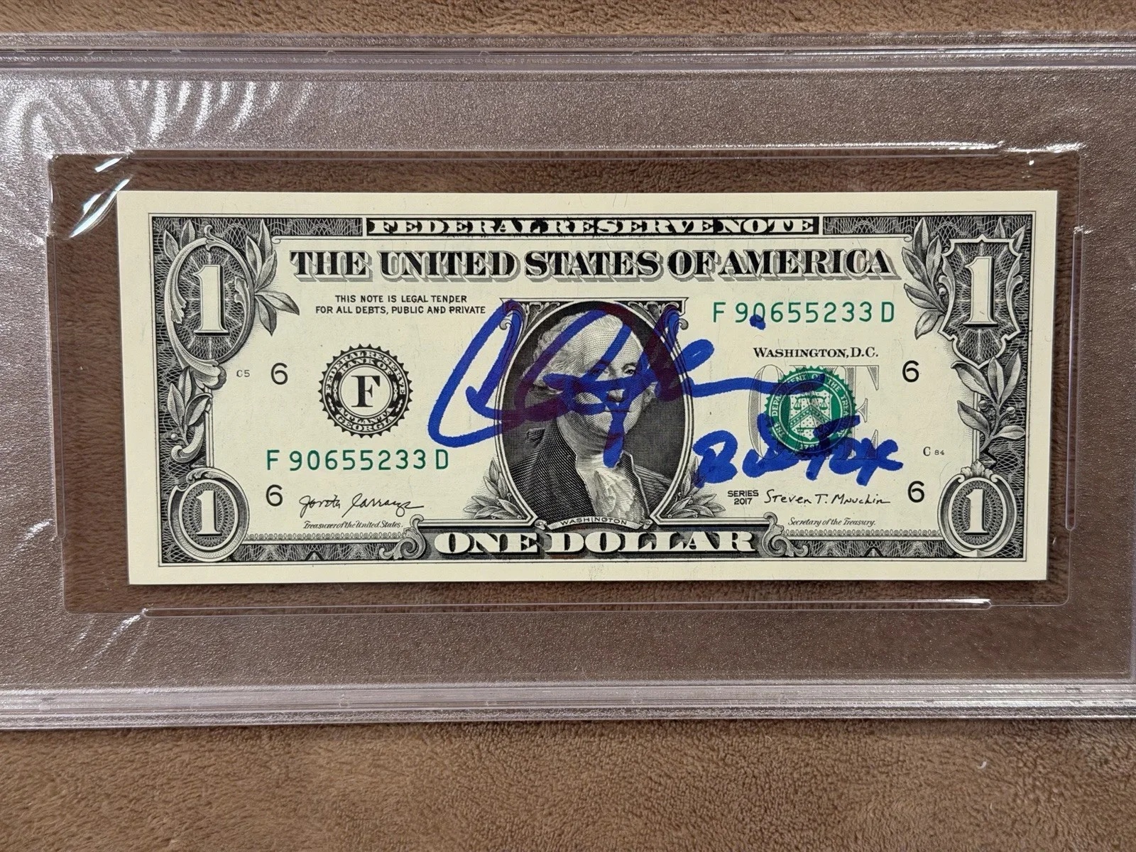 Charlie Sheen Signed Dollar Currency PSA Autograph Gem Mint 10 Bud Fox Wall Insc, изображение 2