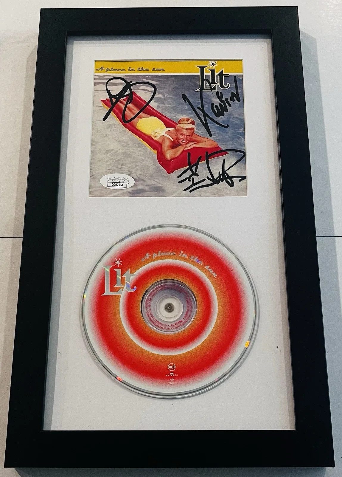 LIT BAND SIGNED A PLACE IN THE SUN FRAMED CD ALBUM MY OWN WORST ENEMY JSA COA, image 2