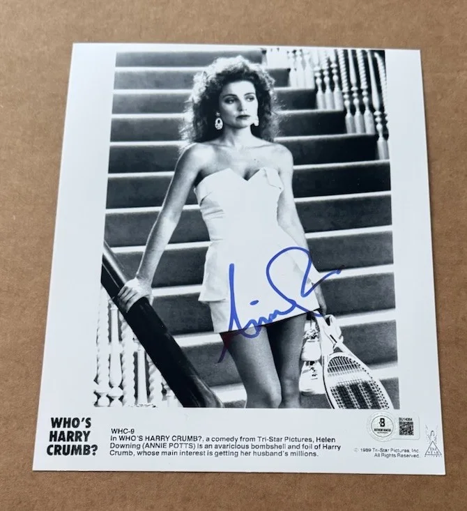 ANNIE POTTS — ANNIE POTTS SIGNED WHO'S HARRY CRUMB 8X10 PHOTO BECKETT COA HAND SIGNED