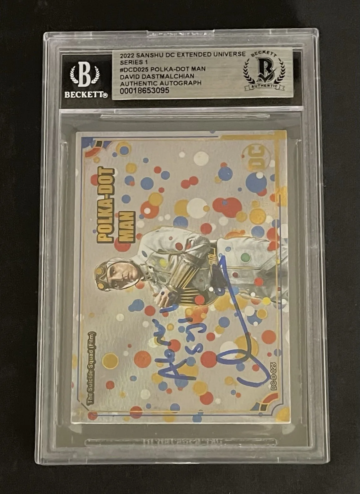 David Dastmalchian — David Dastmalchian Polka-Dot Man DC Comics BAS Signed Card Autographed Slabbed, image 2