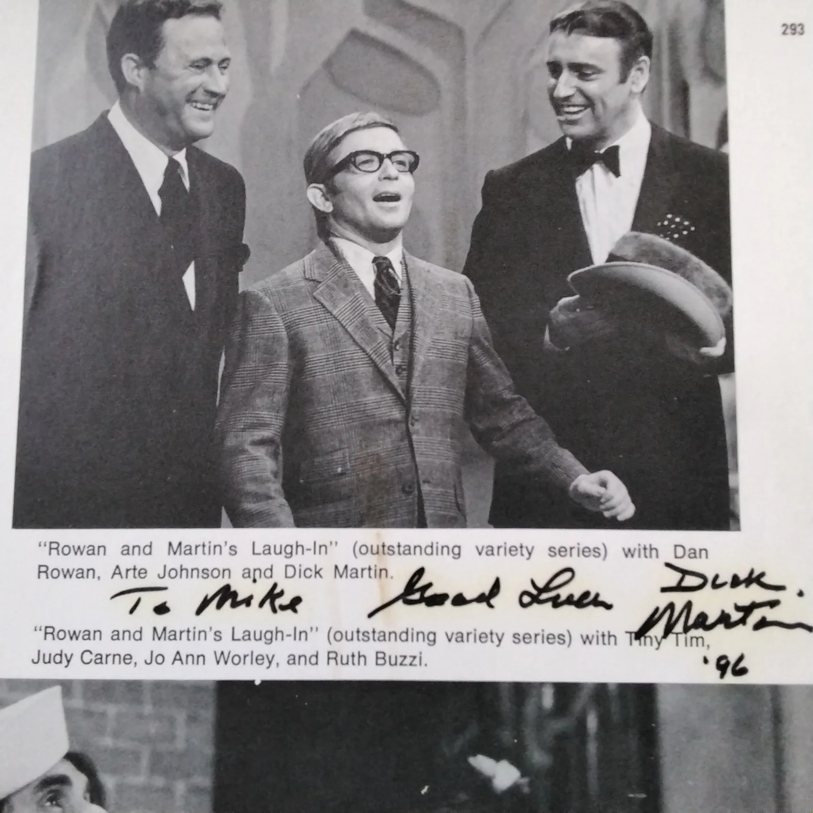 Dick Martin SIGNED 1996 Book Page TV Actor Dan Rowan Laugh-In I Love Lucy Comedy, image 3