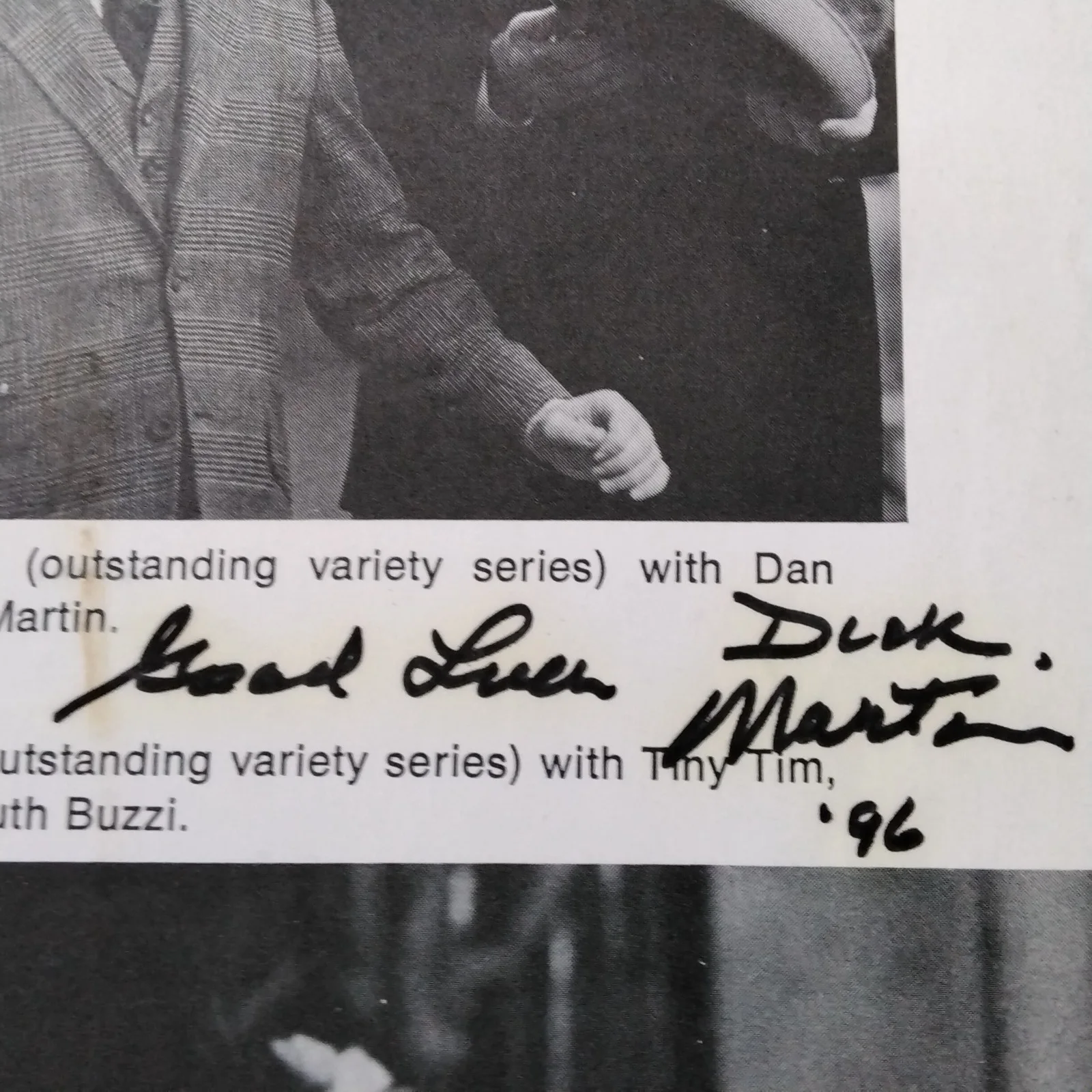 Dick Martin SIGNED 1996 Book Page TV Actor Dan Rowan Laugh-In I Love Lucy Comedy, image 4