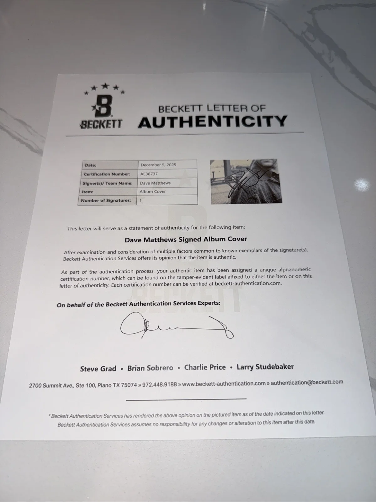 Dave Matthews Signed Some Devil Vinyl Album Beckett LOA, image 4