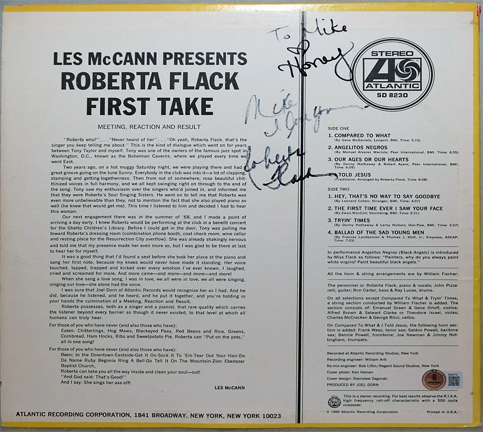1969 -ROBERTA FLACK- BECKETT BAS Signed/Autograph/Auto Vinyl LP Record Album, image 2