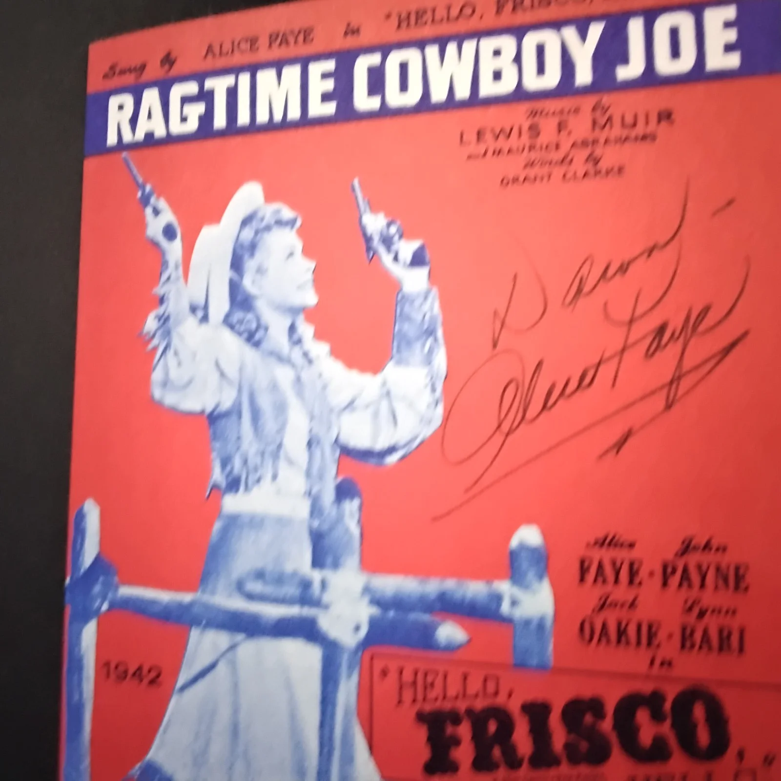 Alice Faye SIGNED Card 30s Film Actress Fallen Angel Gangs All Here Hello Frisco, изображение 2