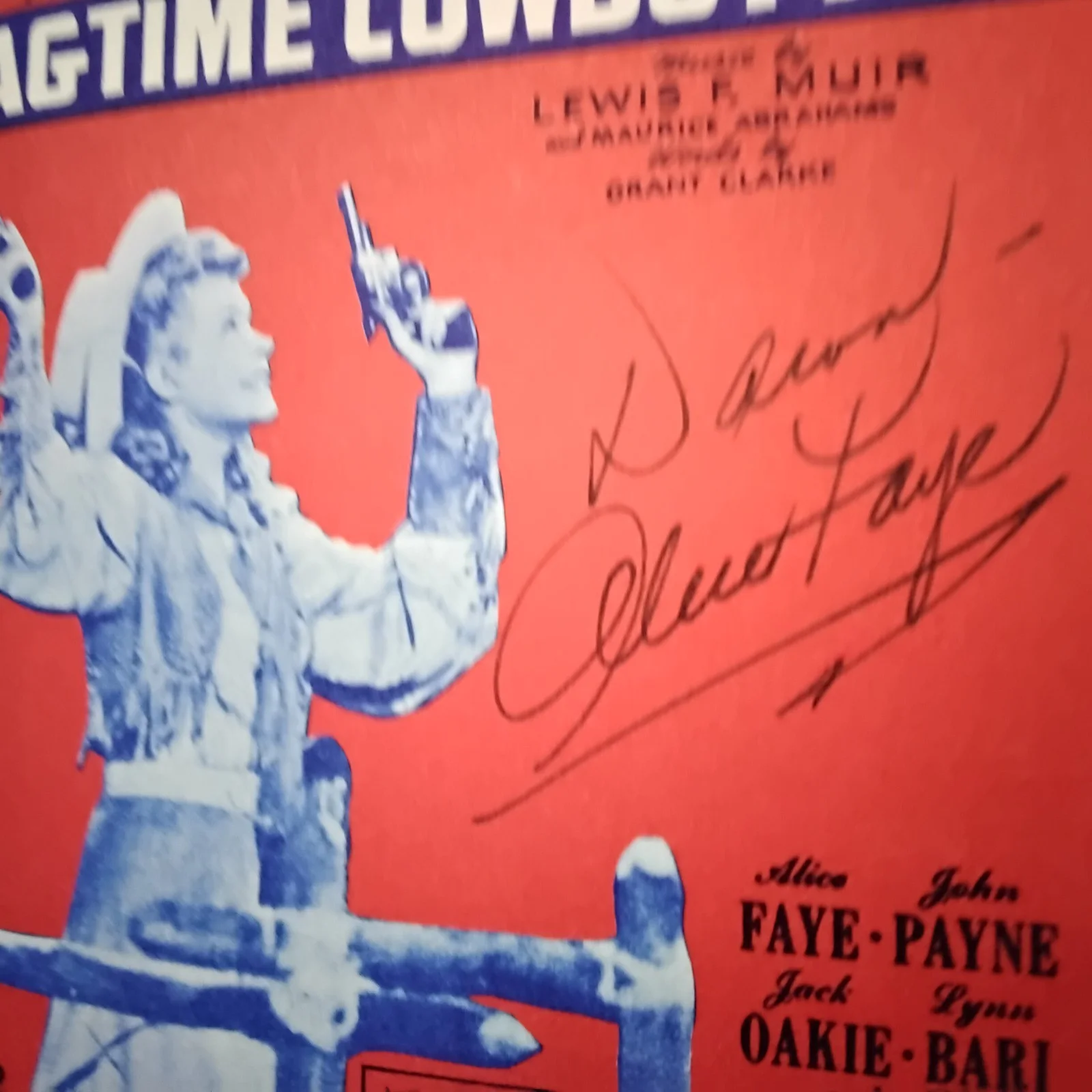 Alice Faye SIGNED Card 30s Film Actress Fallen Angel Gangs All Here Hello Frisco, изображение 3