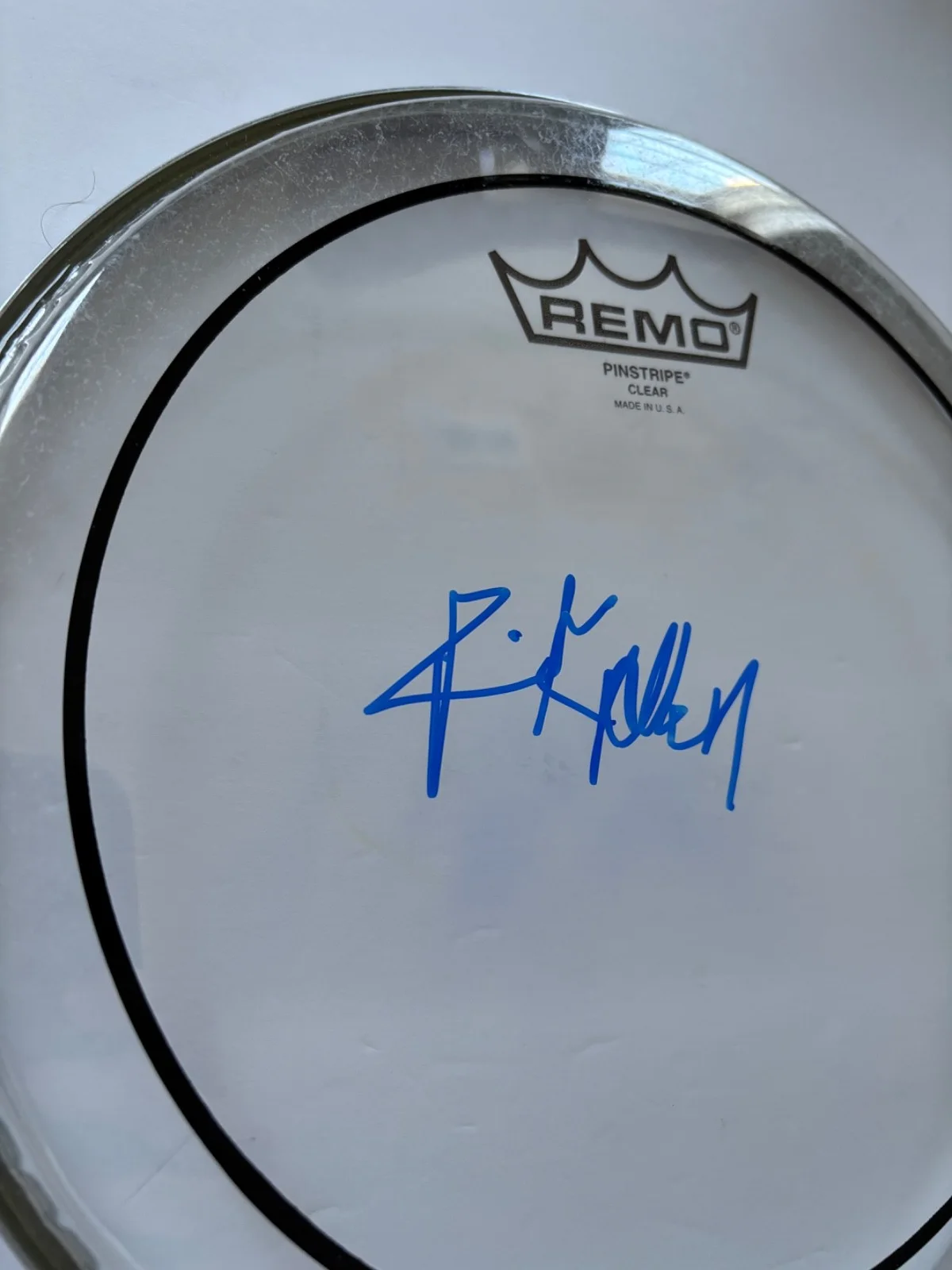 RICK ALLEN SIGNED 10" INCH CLEAR DRUMHEAD DRUM HEAD DEF LEPPARD DRUMMER ROCK BAS, image 2