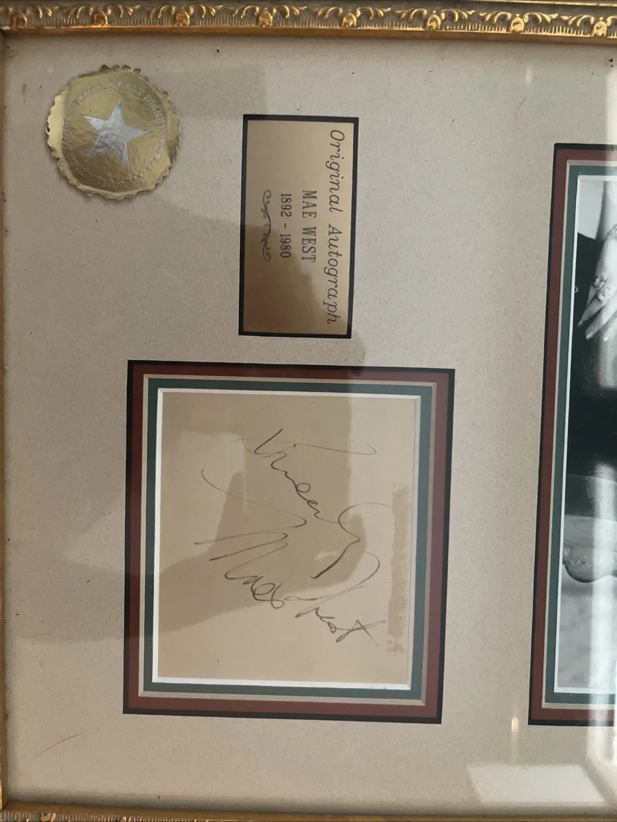 Mae West Original Autograph With Picture, Has Guaranteed Seal Of Authenticity, изображение 2