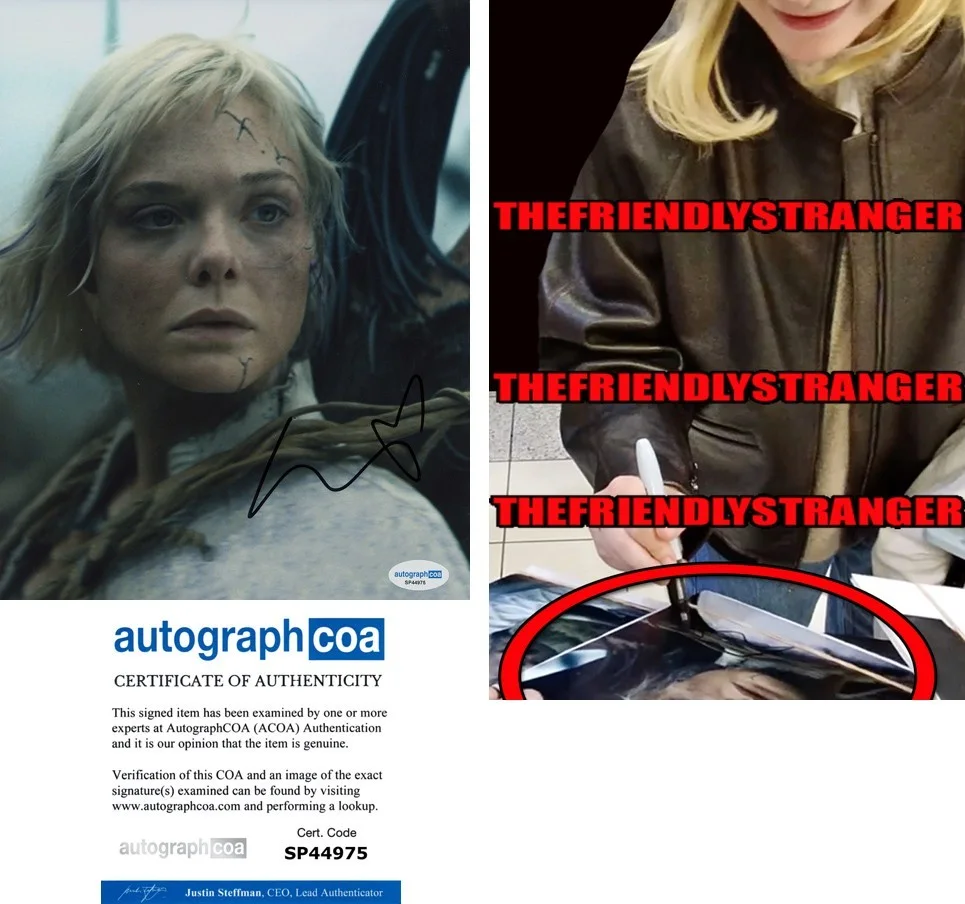ELLE FANNING — Elle Fanning signed "PREDATOR: BADLANDS" 8x10 Photo EXACT PROOF e Thia ACOA COA