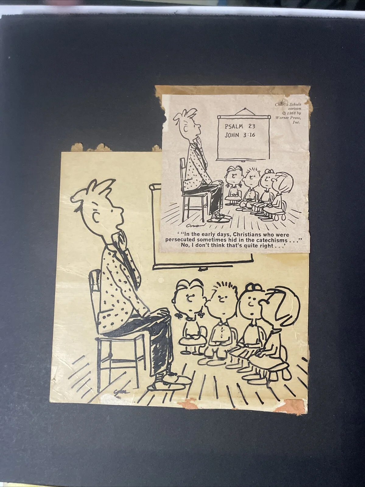 Charles Schulz — CHARLES SCHULZ autograph ILLUSTRATION ARTpeanuts Comic Strip Animation 1968 MT, image 2
