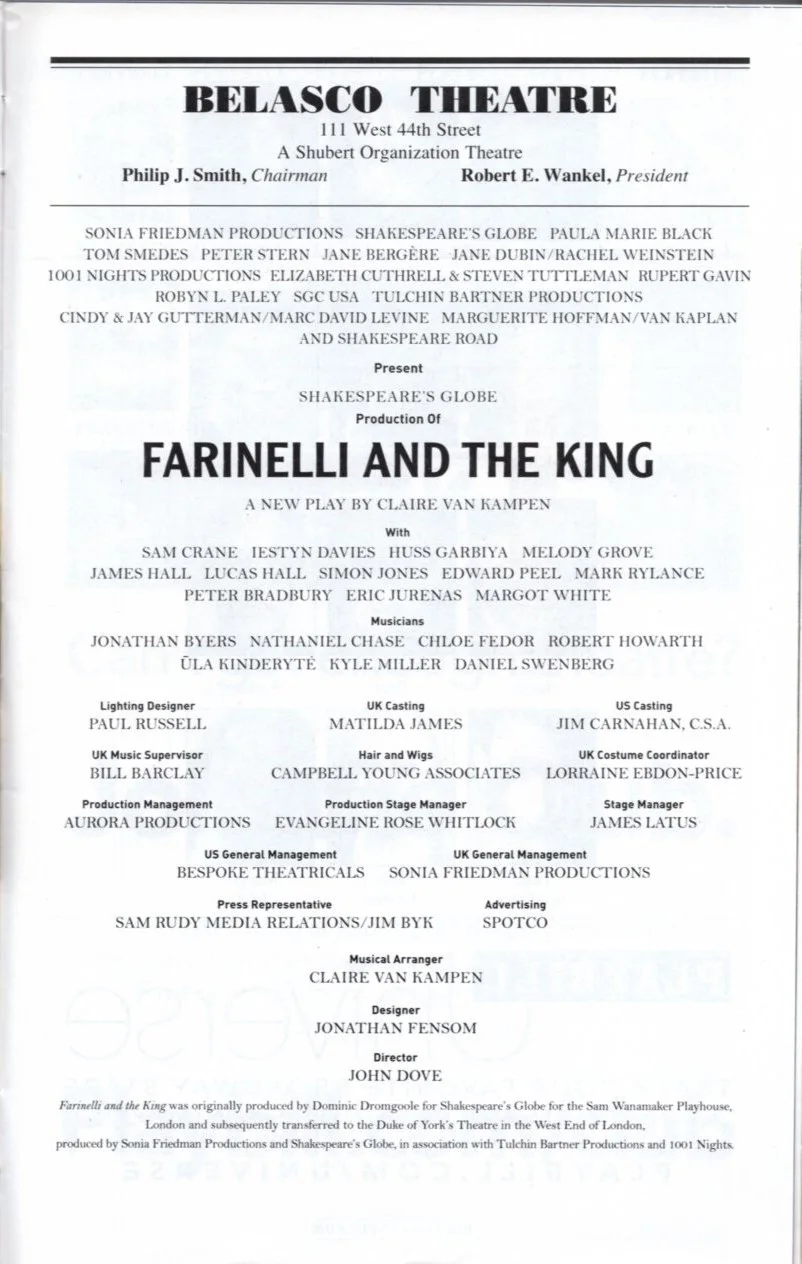 Cast — Farinelli and The King Signed Autographed Cast Playbill, image 2