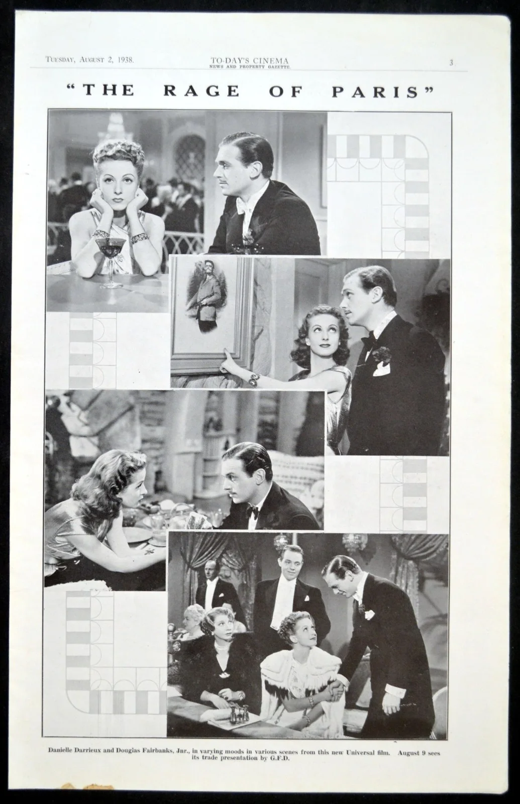 RAGE OF PARIS 1938 Danielle Darrieux, Douglas Fairbanks Jr. 5 PHOTO PAGES, изображение 5