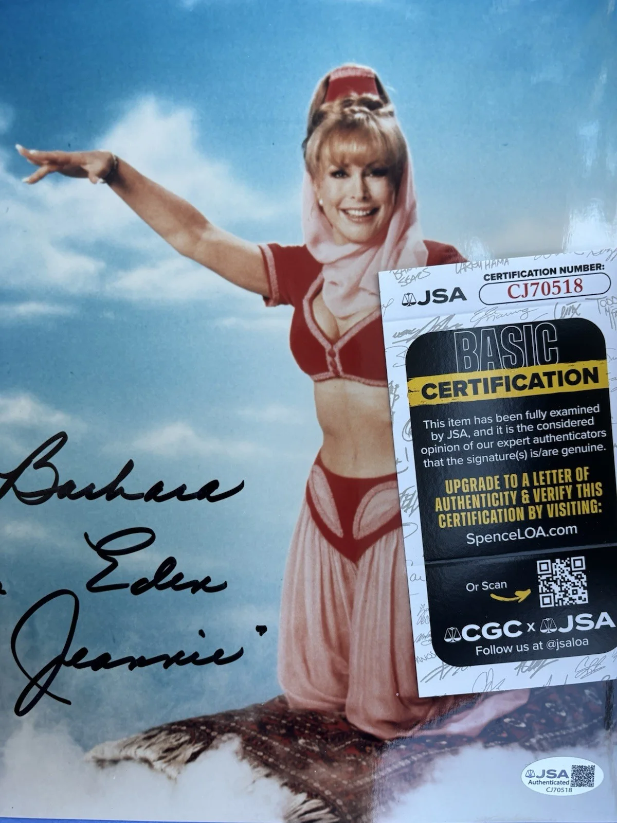 Barbara Eden — Barbara Eden Sexy Signed autographed Jeannie 8x10 Color photo JSA COA, изображение 2