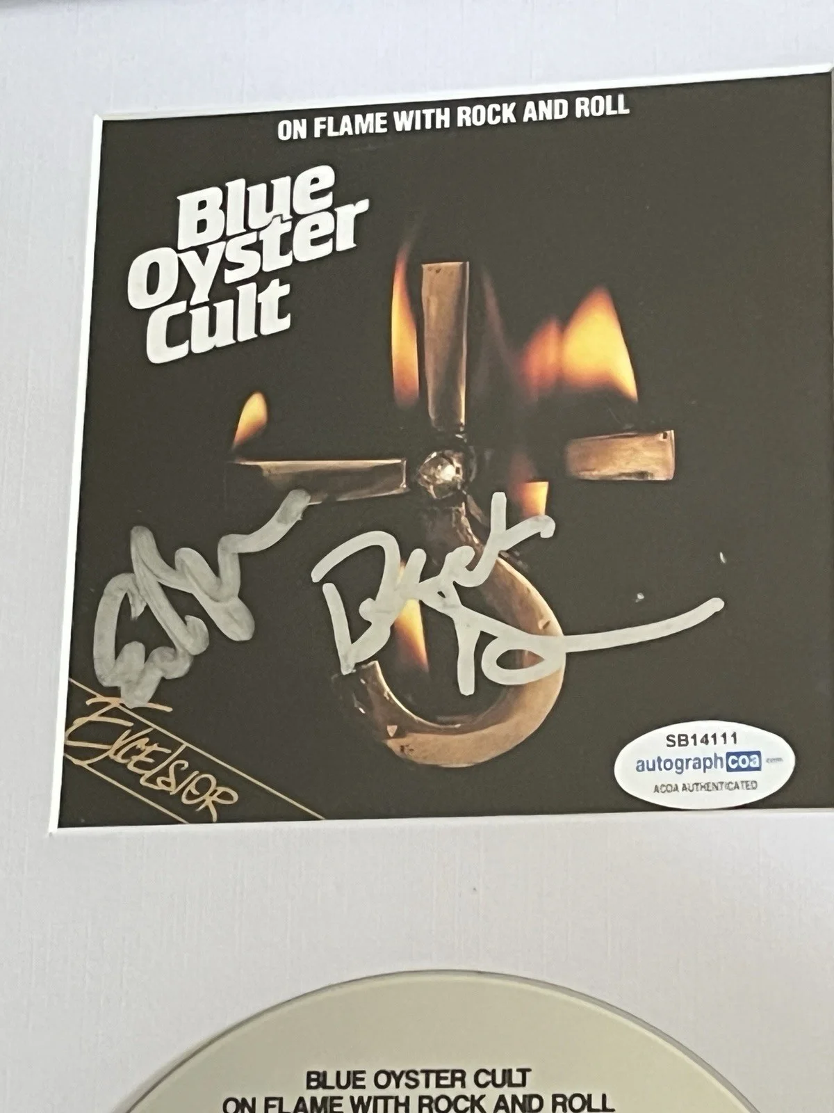 BUCK DHARMA ERIC BLOOM BLUE OYSTER CULT SIGNED AUTOGRAPH FRAMED CD DISPLAY ACOA, image 2