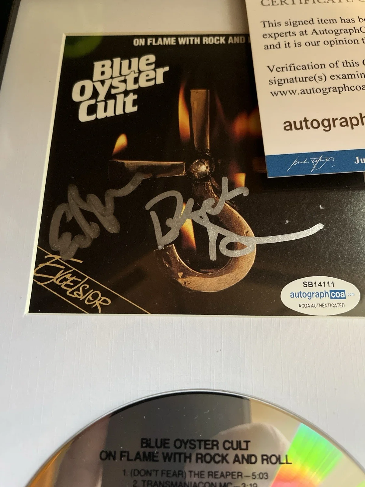 BUCK DHARMA ERIC BLOOM BLUE OYSTER CULT SIGNED AUTOGRAPH FRAMED CD DISPLAY ACOA, image 5