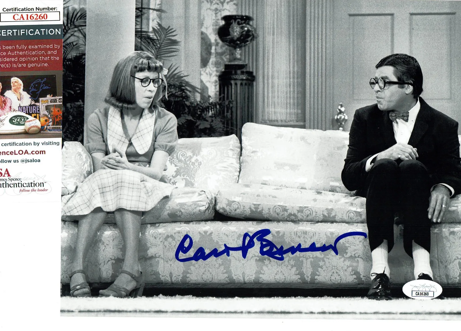Carol Burnett — Comedian Carol Burnett autographed 8x10 photo with Jerry Lewis JSA Certified
