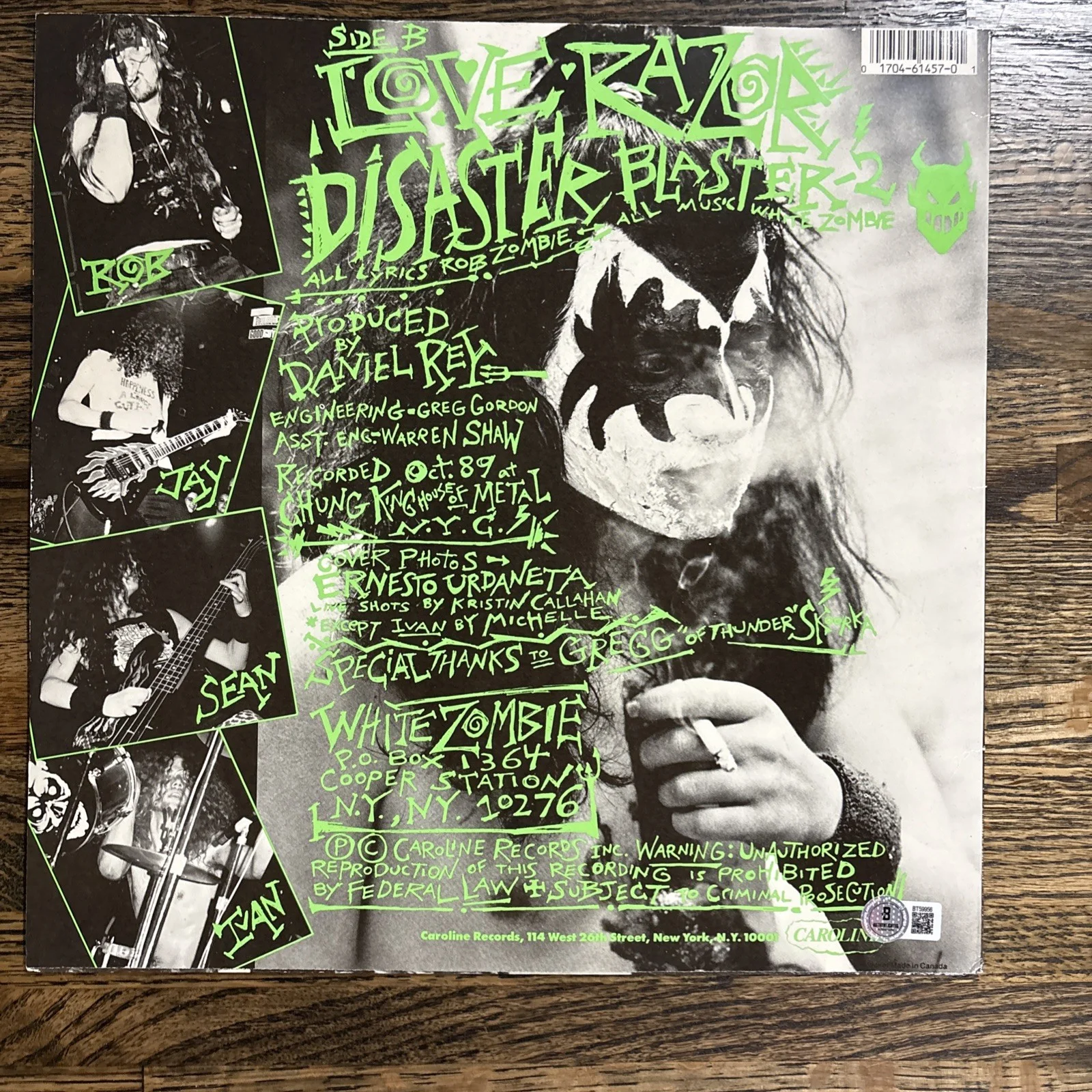 Rob Zombie Signed White Zombie God Of Thunder LP Beckett COA Autographed, image 4