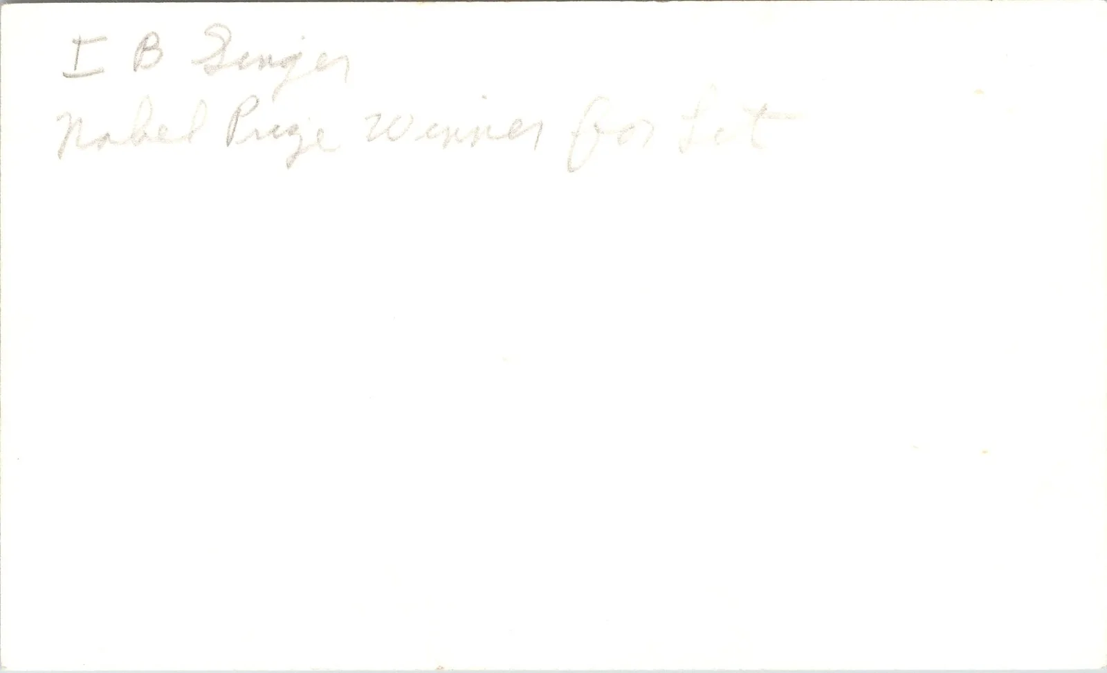 Isaac Bashevis Singer — Isaac Bashevis Singer Signed 3x5 Index Card Autographed, image 2