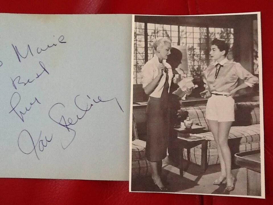 Jan Sterling SIGNED Paper 50s Movie Actress Johnny Belinda High & Mighty Noir, изображение 2